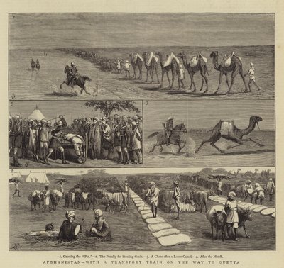 Afghanistan, con un treno di trasporto in viaggio verso Quetta da Charles Edwin Fripp